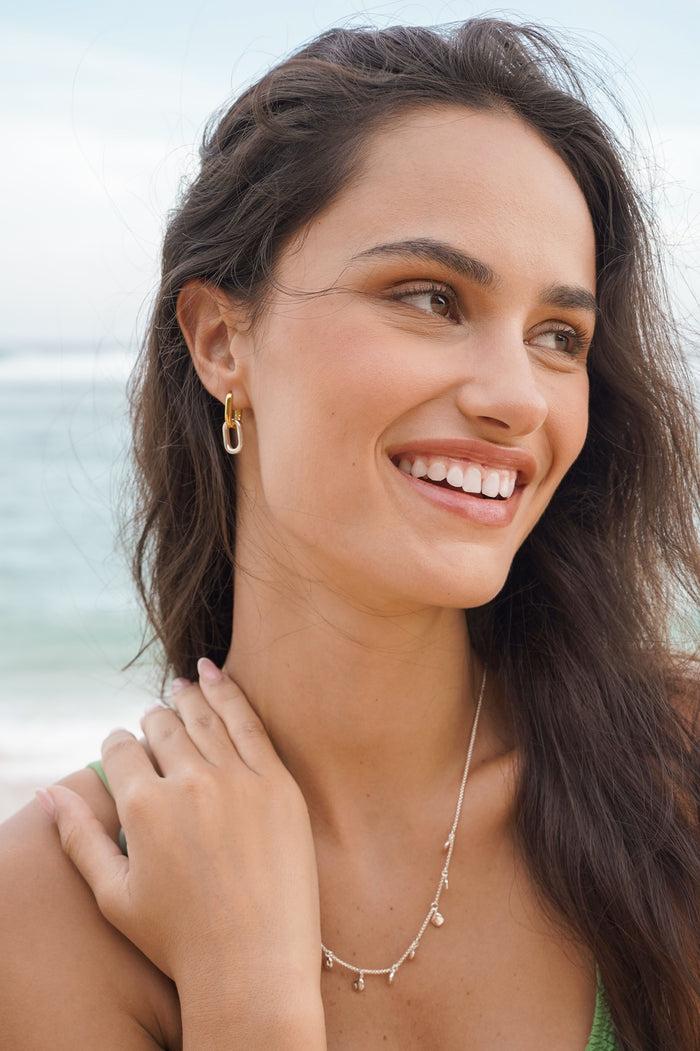 Estella Bartlett Mixed Link Hoops Waterproof PVD Gold And Silver Plated