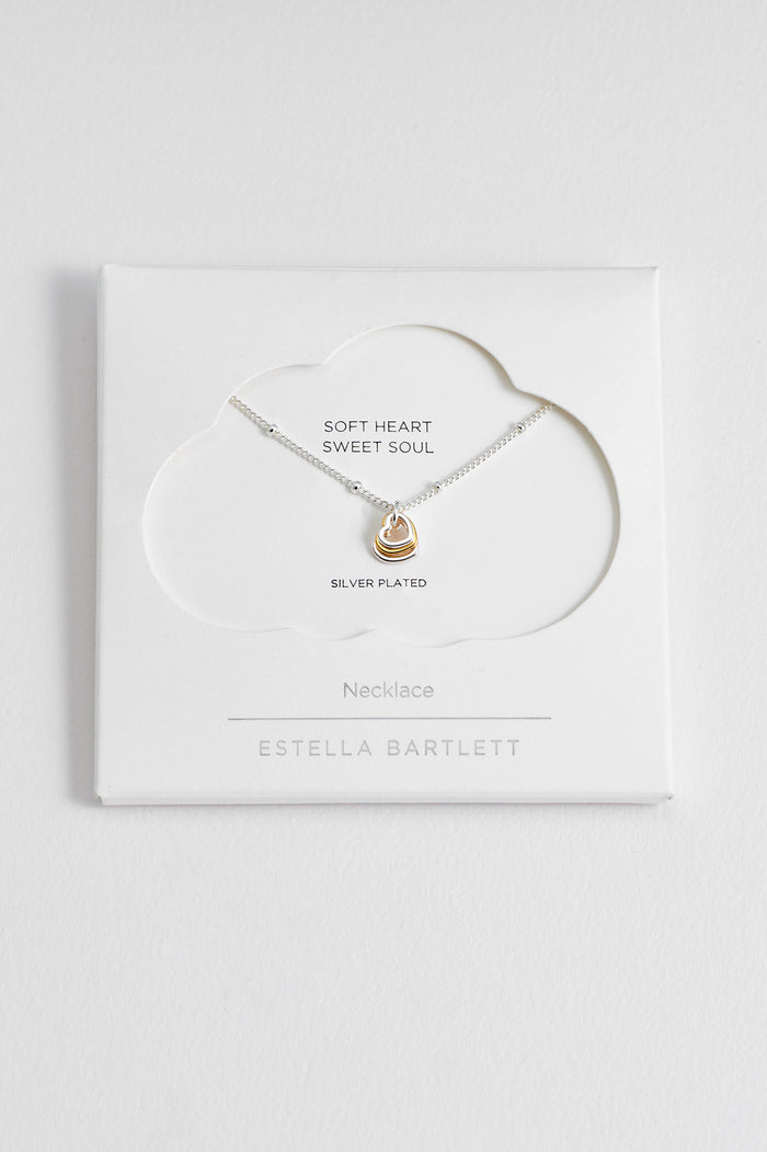estella bartlett Mixed Triple Heart Necklace Gold and Silver Plated Packaging Message: Soft Heart Sweet Soul