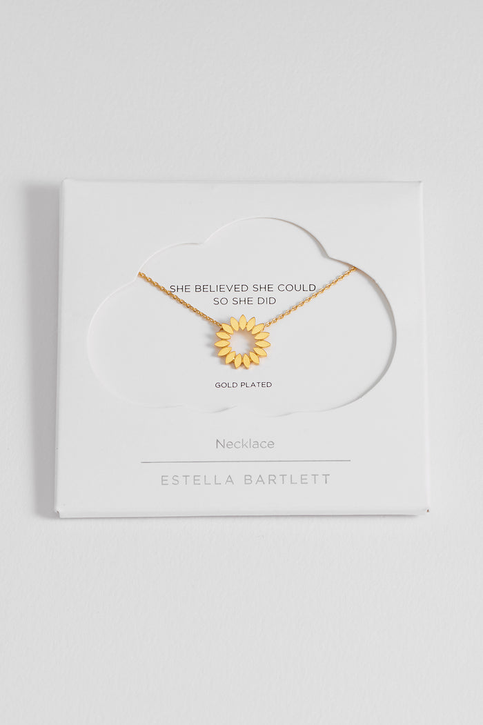 estella bartlett Modern Flower Necklace Gold Plated Packaging Message: She Believed She Could So She Did