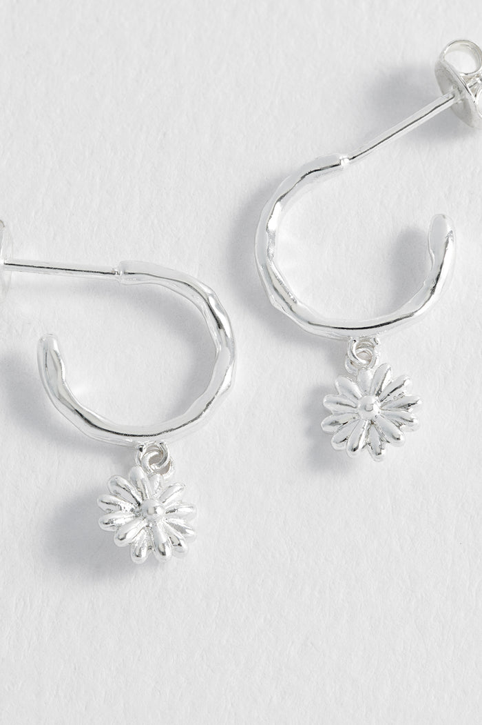 Estella Bartlett Molten Daisy Hoop Earrings Silver Plated