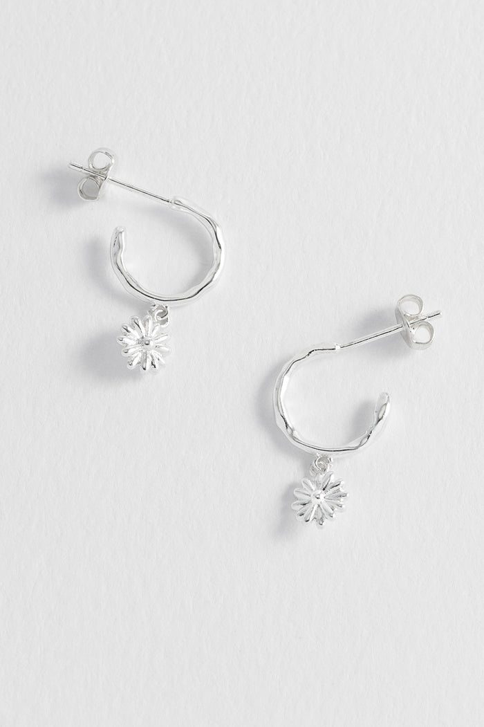 estella bartlett Molten Daisy Hoop Earrings Silver Plated