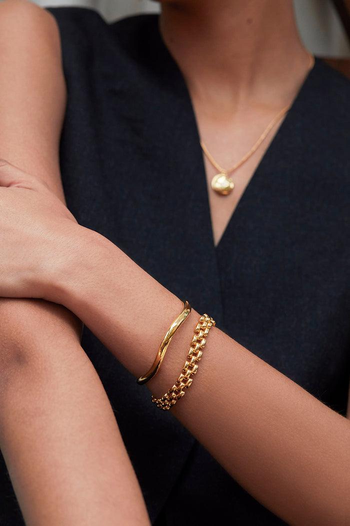 Estella Bartlett Molten Open Cuff Bangle Gold Plated