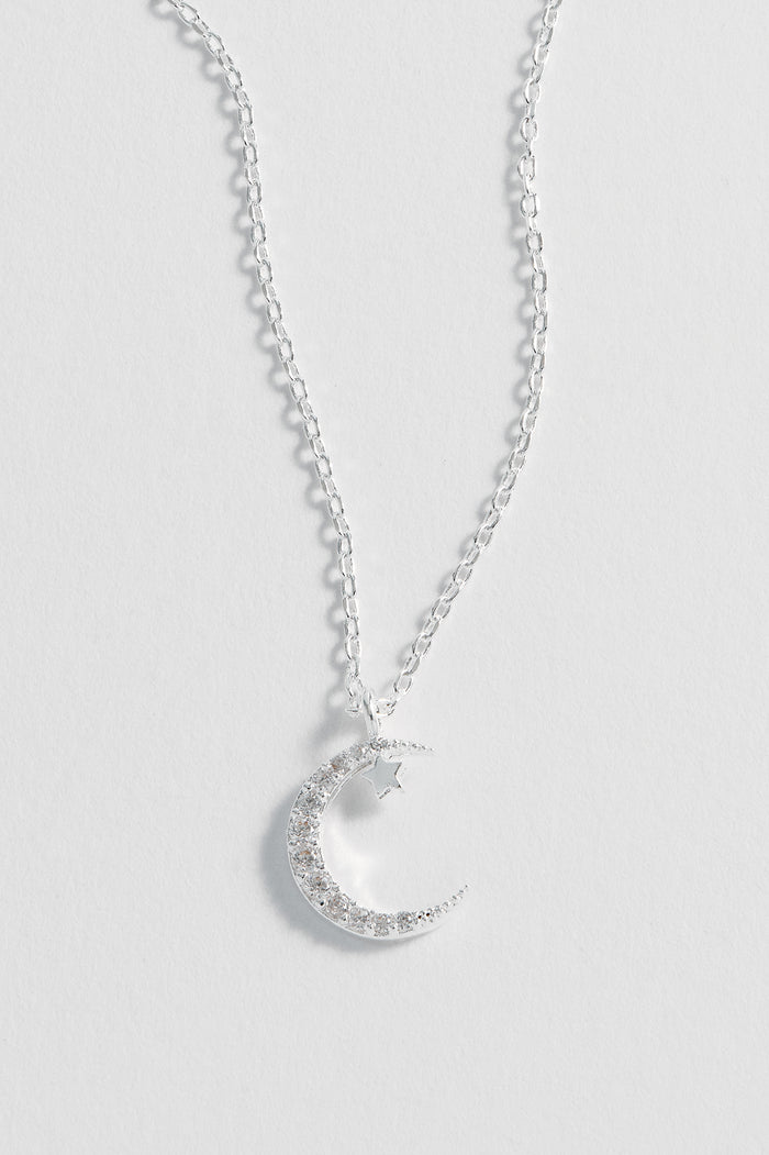Estella Bartlett Moon And Star Necklace Silver Plated Packaging Message: Love You To The Moon And Back