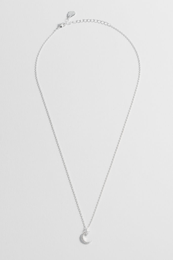 Estella Bartlett Moon And Star Necklace Silver Plated Packaging Message: Love You To The Moon And Back