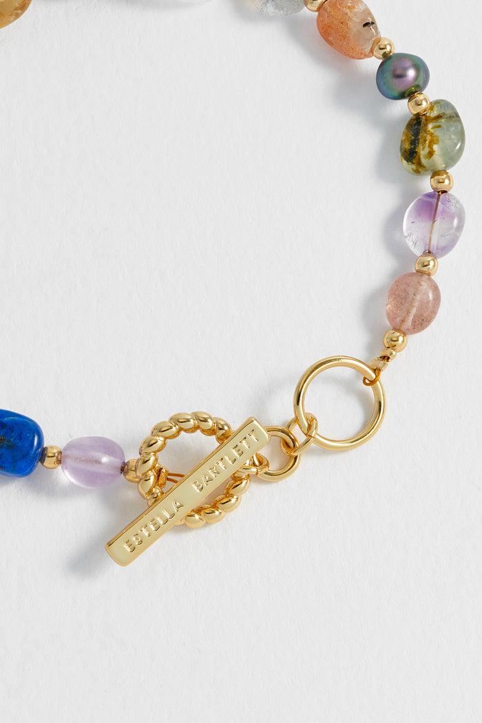 Estella Bartlett Multi Beaded T Bar Bracelet Gold Plated | Mixed Gemstones