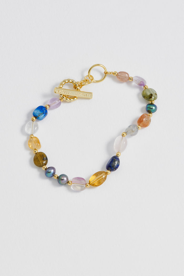 Estella Bartlett Multi Beaded T Bar Bracelet Gold Plated | Mixed Gemstones