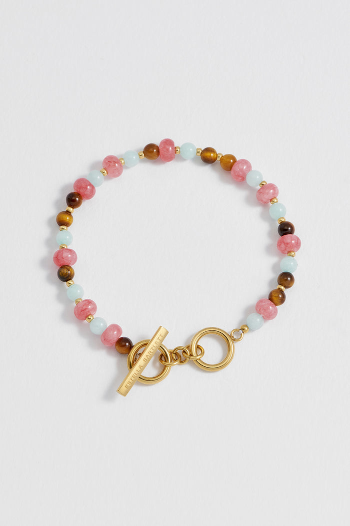 estella bartlett Multi Facet Gemstone Bracelet Waterproof PVD Gold Plated | Mixed Gemstones