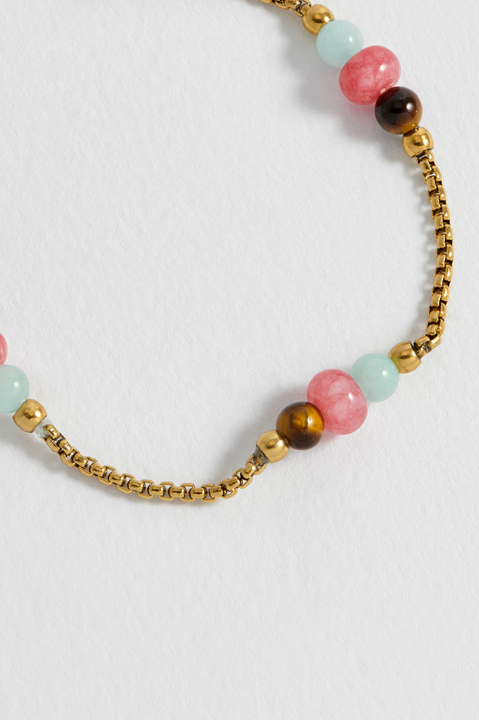 Estella Bartlett Multi Gemstone Rope Chain Bracelet Waterproof PVD Gold Plated | Mixed Gemstones