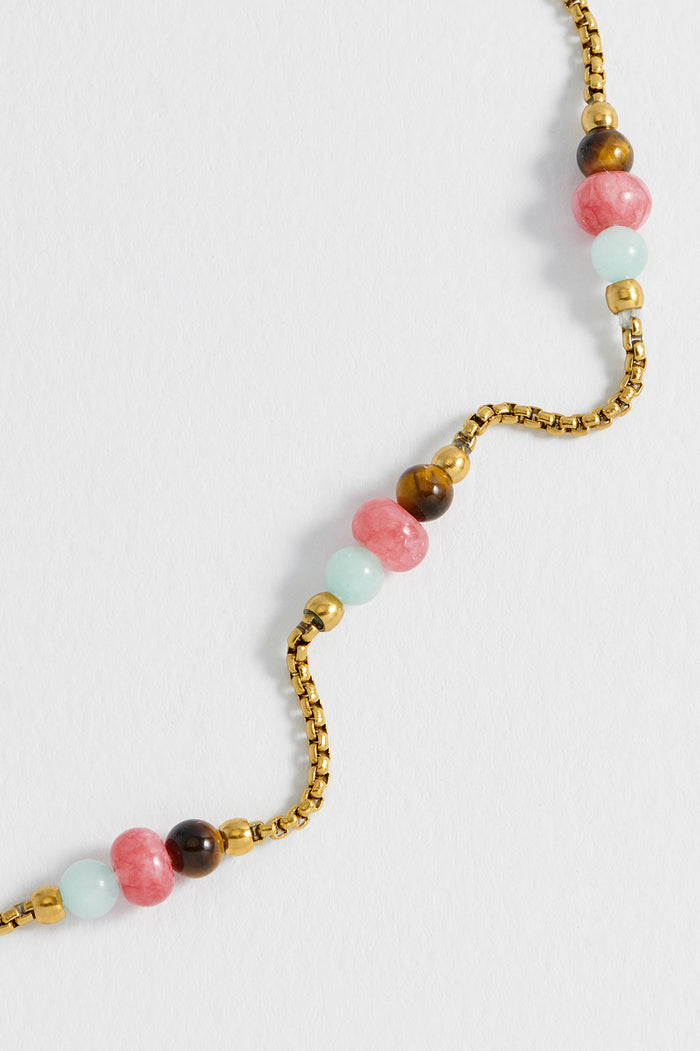 Estella Bartlett Multi Gemstone Rope Chain Bracelet Waterproof PVD Gold Plated | Mixed Gemstones