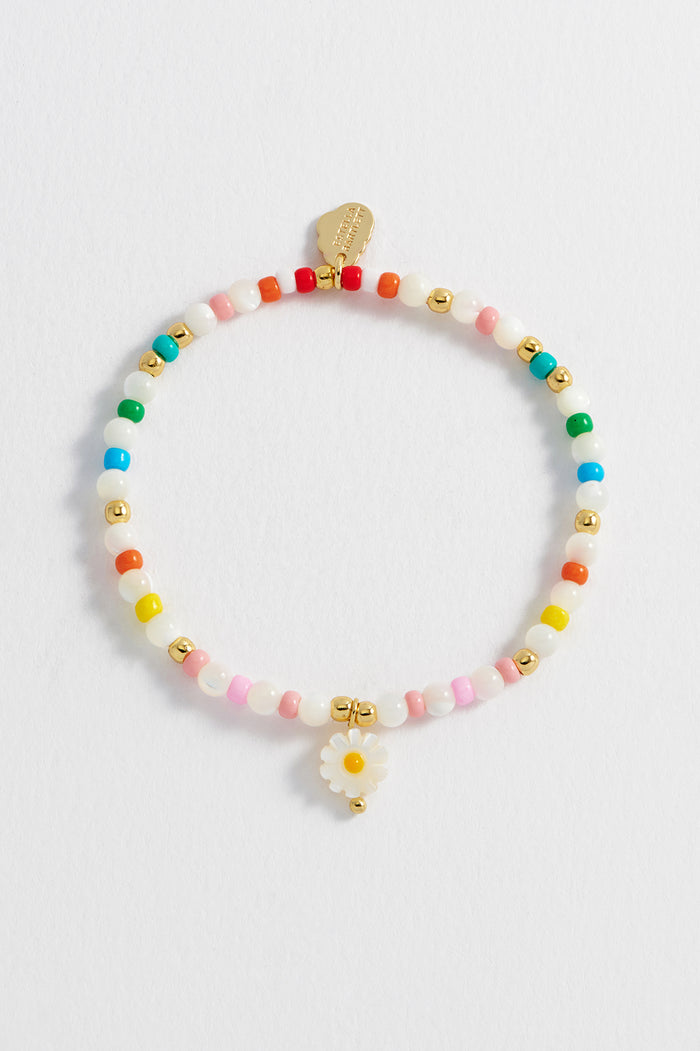 Estella Bartlett Multi Gemstone Shell Flower Bracelet Gold Plated | Shell Packaging Message: You're Bloomin' Perfect