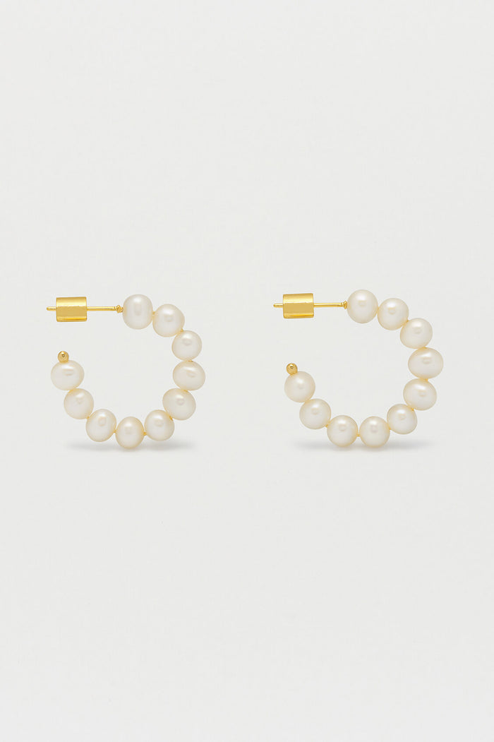 estella bartlett Multi Pearl Beaded Hoop Earrings Gold Plated