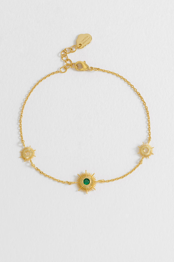 Estella Bartlett Multi Sunburst Bracelet Gold Plated | Green CZ Packaging Message: SHINE BRIGHT