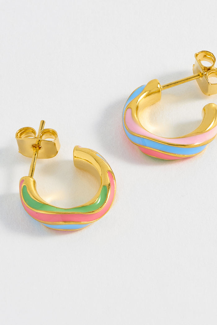 Estella Bartlett Multi Wave Hoops Gold Plated | Multi