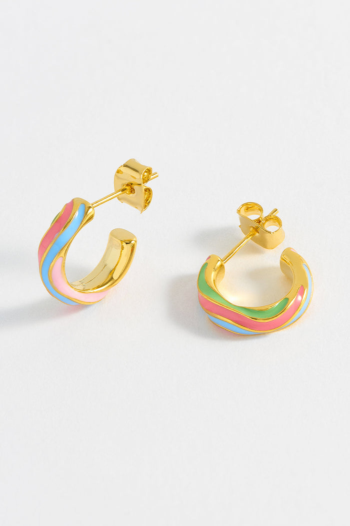 estella bartlett Multi Wave Hoops Gold Plated | Multi