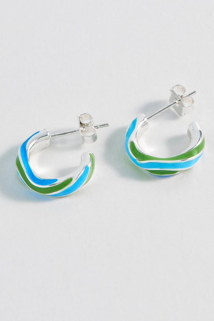 Estella Bartlett Multi Wave Hoops Silver Plated | Multi