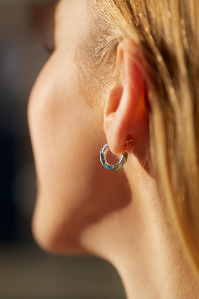 Estella Bartlett Multi Wave Hoops Silver Plated | Multi