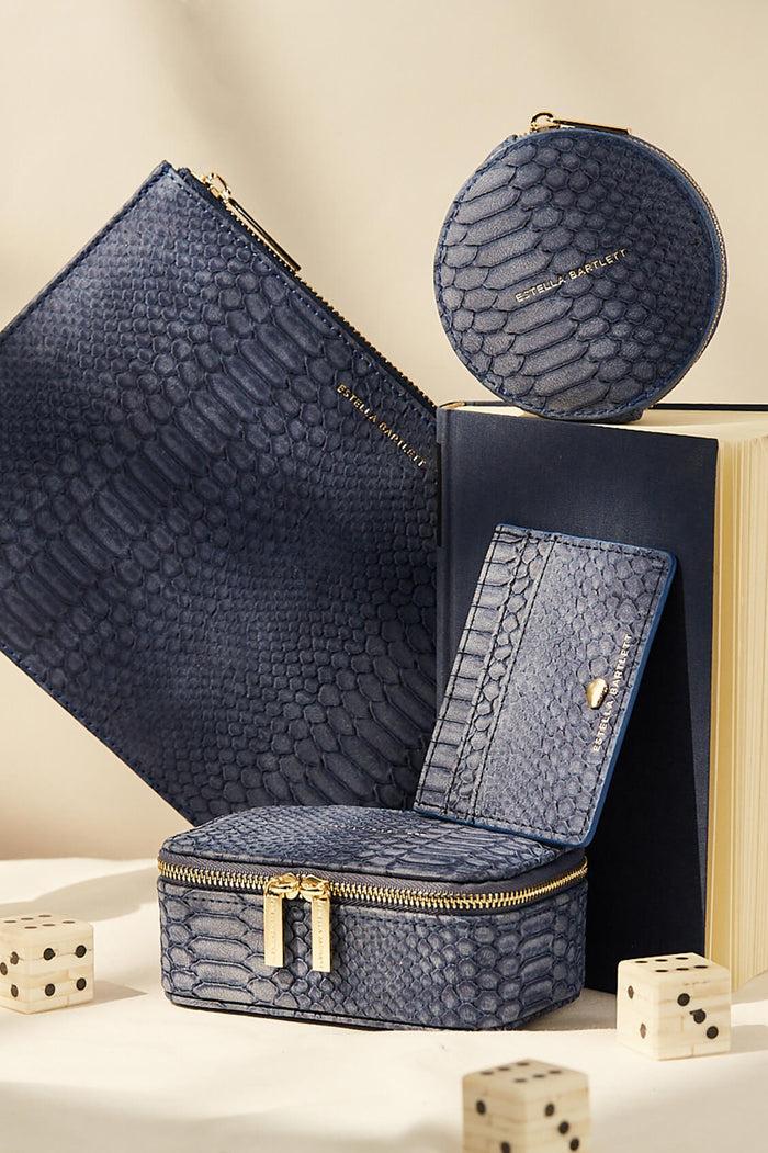 Estella Bartlett Navy Snake Effect Circle Coin Purse Navy Snake-effect