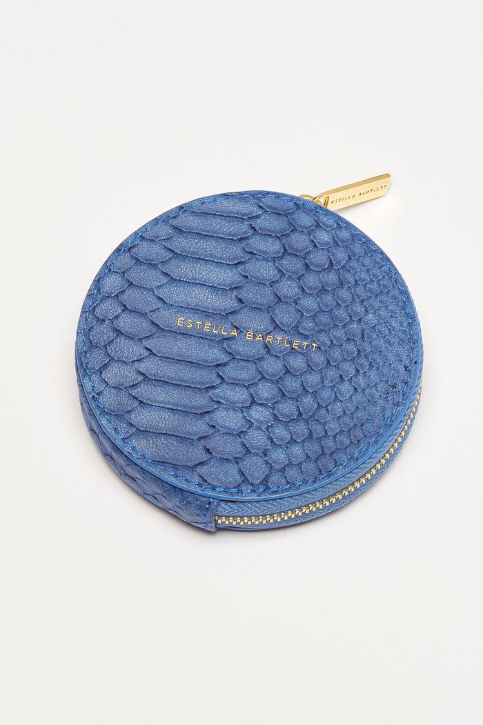 estella bartlett Navy Snake Effect Circle Coin Purse Navy Snake-effect