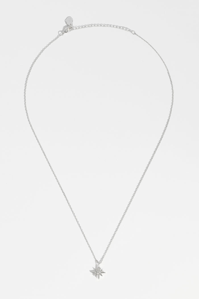 Estella Bartlett North Star CZ Pendant Silver Plated Packaging Message: Make A Wish