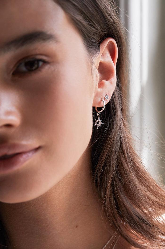 Estella Bartlett North Star Hoop Earrings Silver Plated