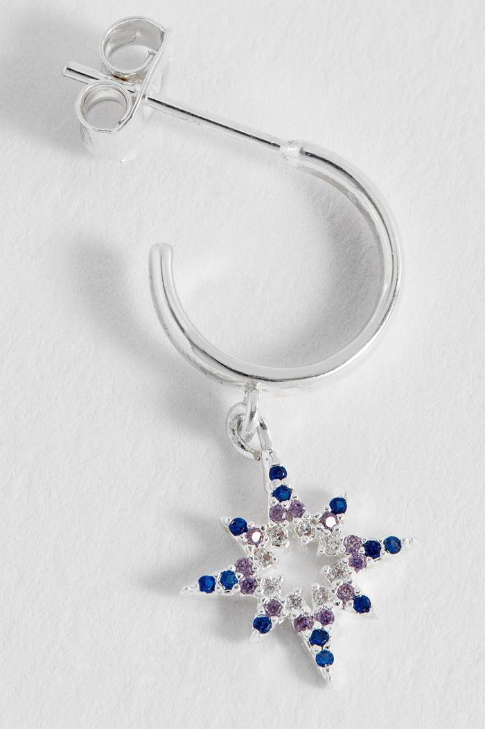 Estella Bartlett North Star Hoop Earrings Silver Plated