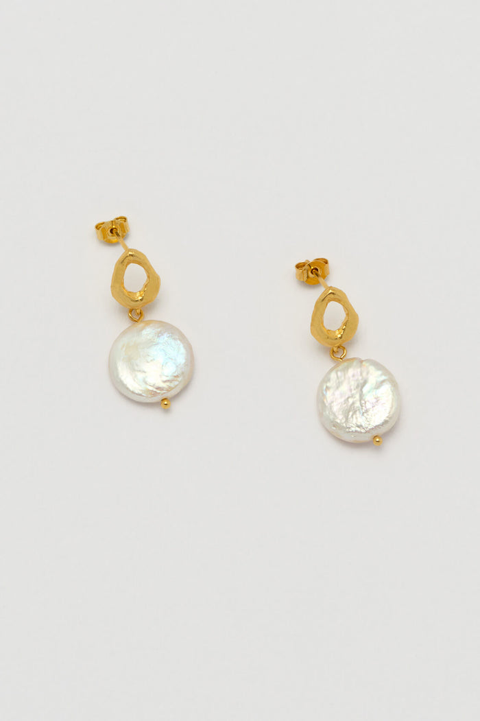 estella bartlett Organic Pearl Drop Earrings Gold Plated