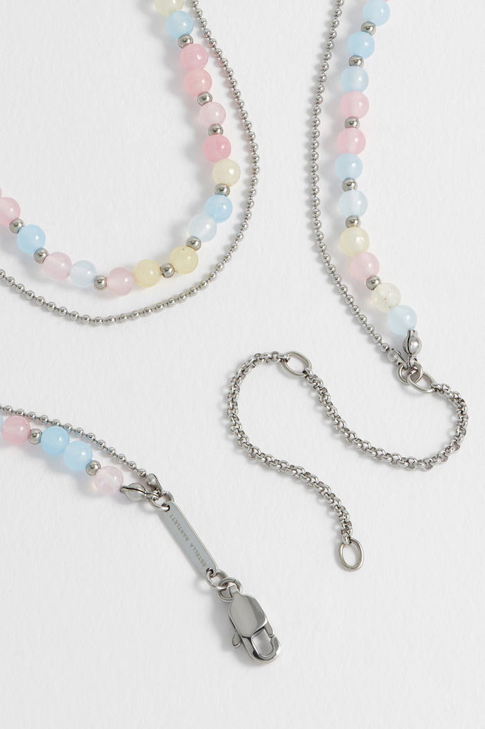 Estella Bartlett Pastel Multi Gemstone Double Necklace Waterproof PVD Silver Plated | Pastel Multi Gemstones