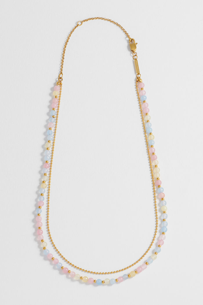 Estella Bartlett Pastel Multi Gemstone Double Necklace Waterproof PVD Gold Plated | Pastel Multi Gemstones