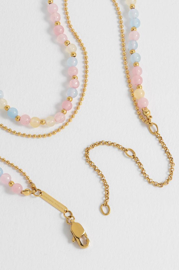 Estella Bartlett Pastel Multi Gemstone Double Necklace Waterproof PVD Gold Plated | Pastel Multi Gemstones