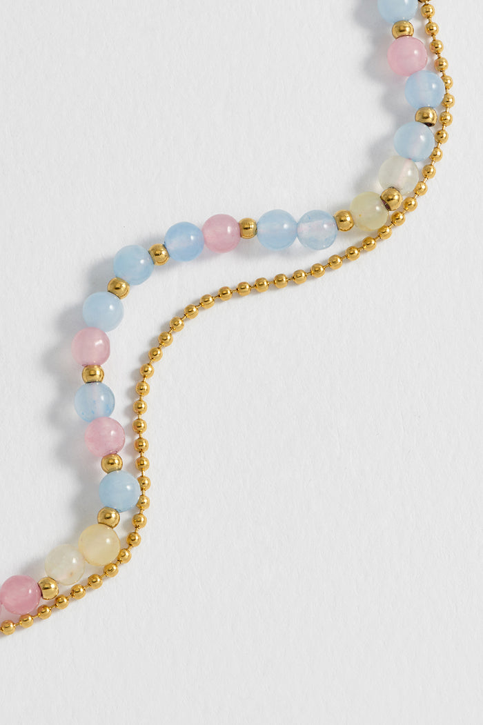 Estella Bartlett Pastel Multi Gemstone Duo Bracelet Waterproof PVD Gold Plated | Pastel Multi Gemstones