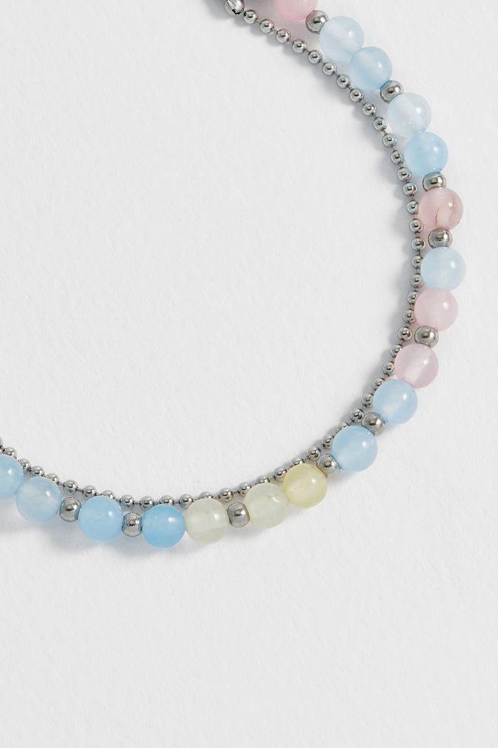 Estella Bartlett Pastel Multi Gemstone Duo Bracelet Waterproof PVD Silver Plated | Pastel Multi Gemstones
