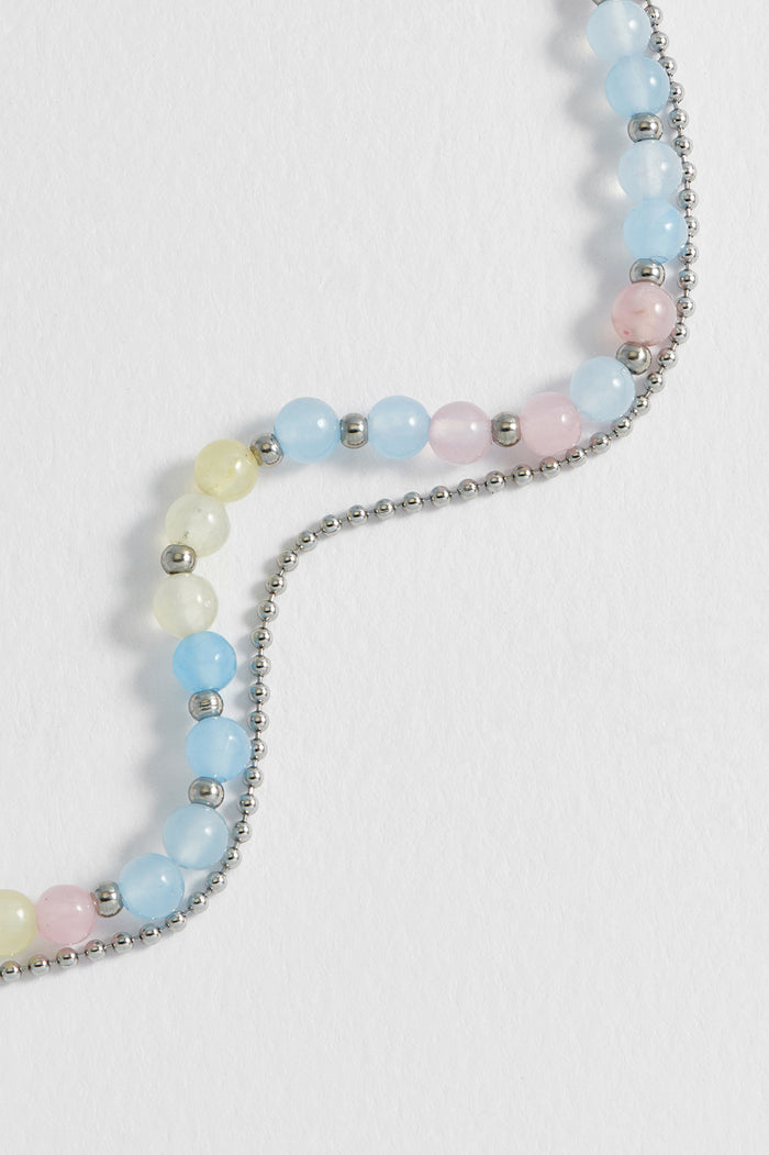 Estella Bartlett Pastel Multi Gemstone Duo Bracelet Waterproof PVD Silver Plated | Pastel Multi Gemstones