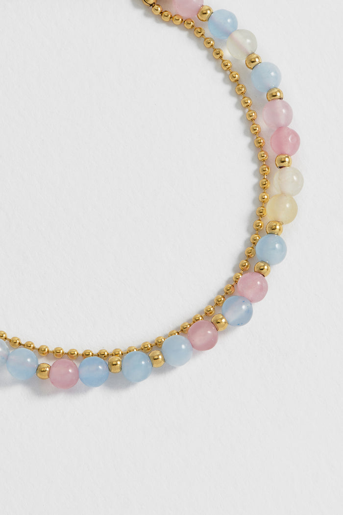 Estella Bartlett Pastel Multi Gemstone Duo Bracelet Waterproof PVD Gold Plated | Pastel Multi Gemstones