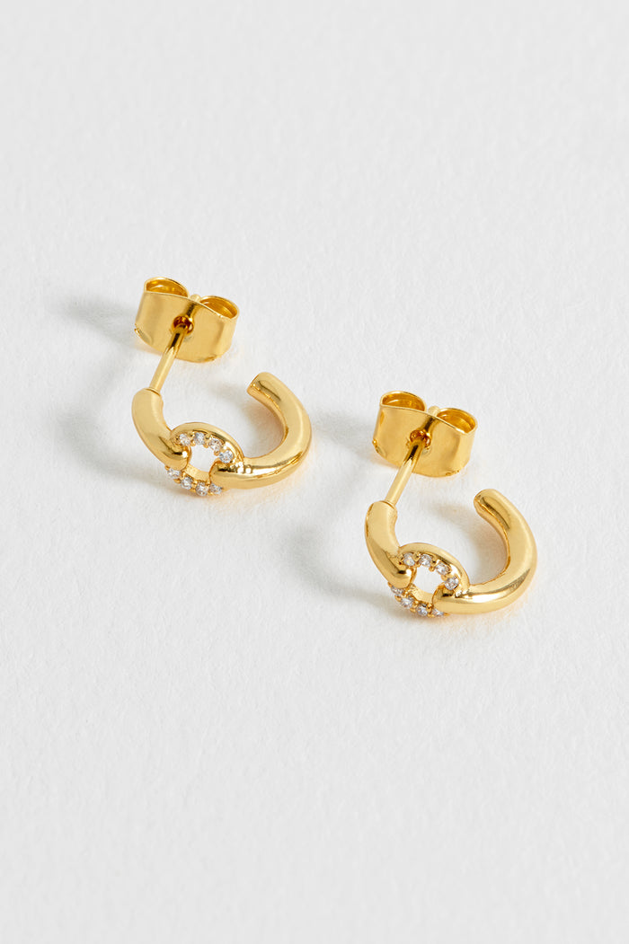 Estella Bartlett Pave Circle Hoop Earrings Gold Plated