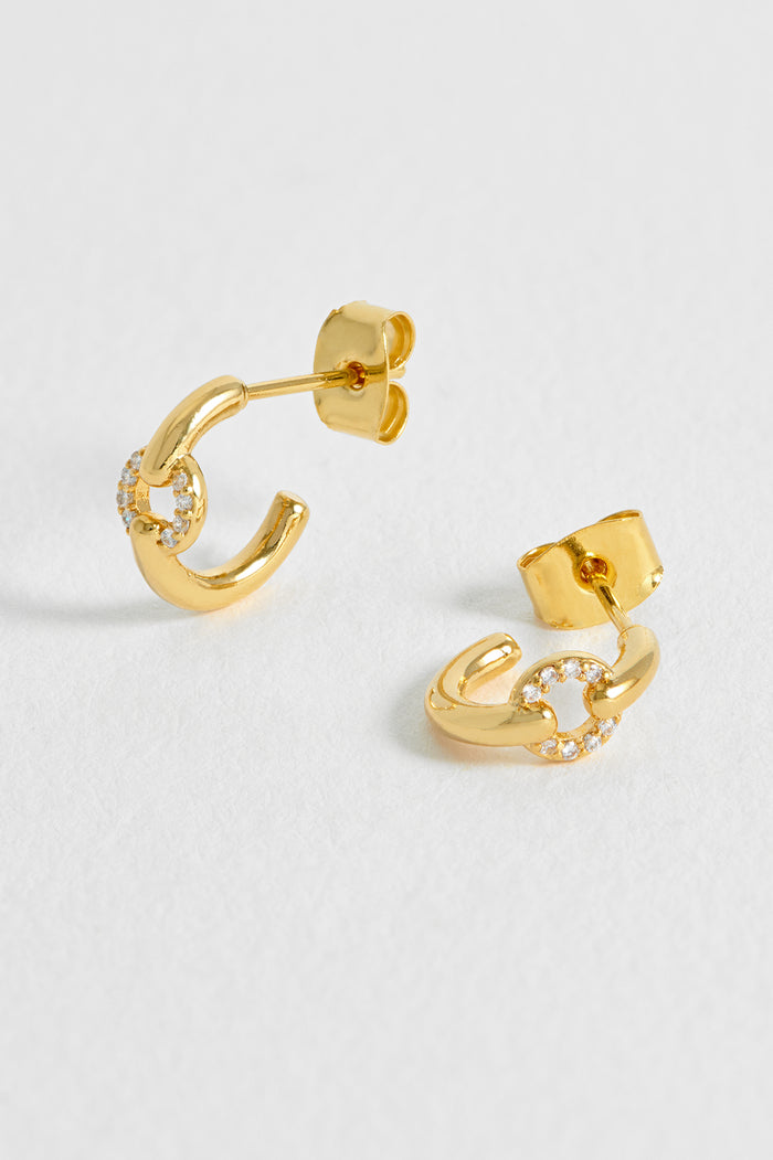 estella bartlett Pave Circle Hoop Earrings Gold Plated