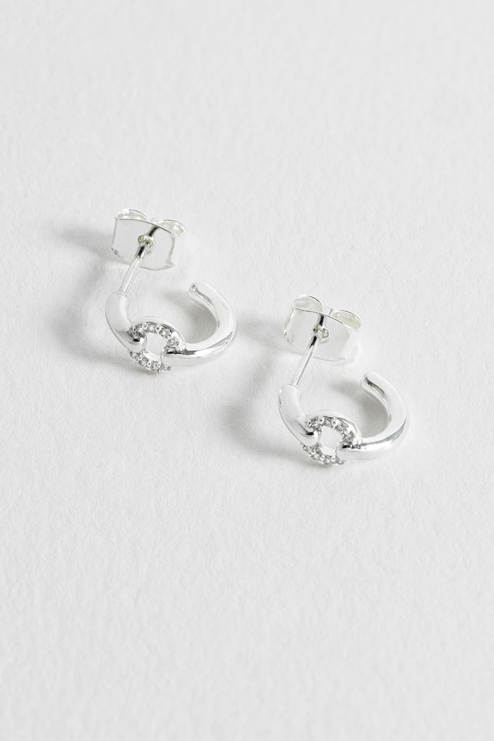 Estella Bartlett Pave Circle Hoop Earrings Silver Plated