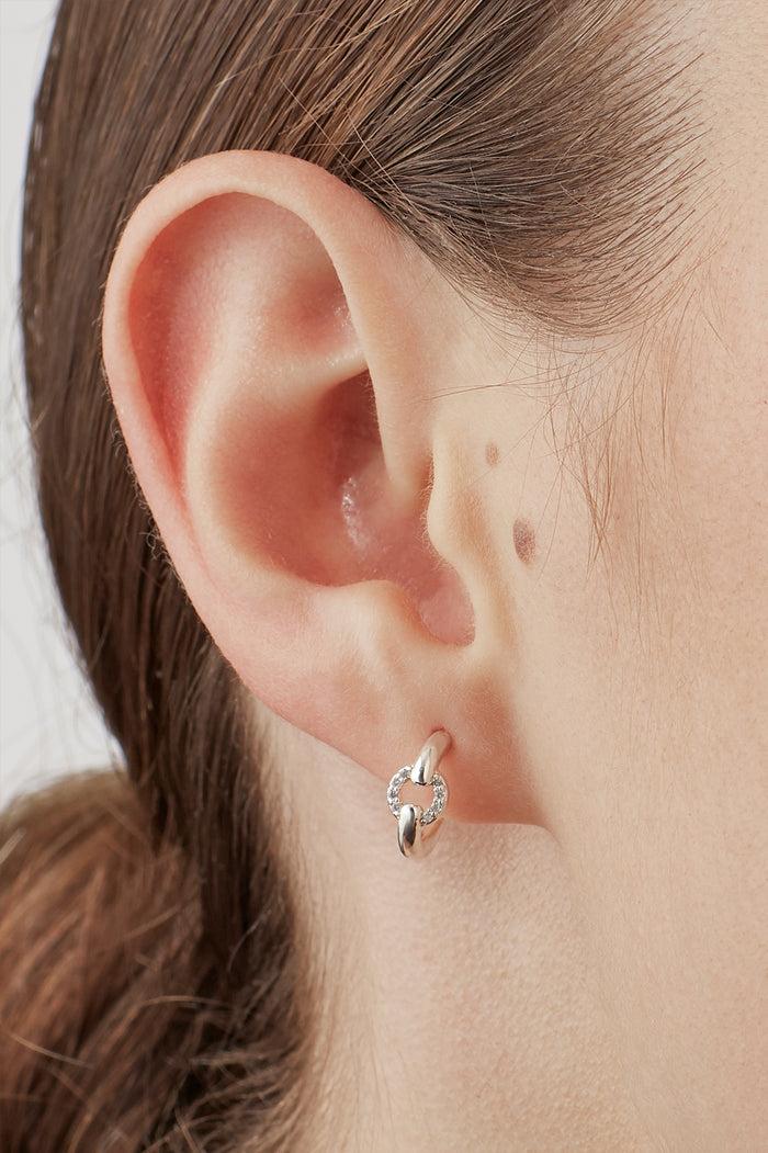 Estella Bartlett Pave Circle Hoop Earrings Silver Plated