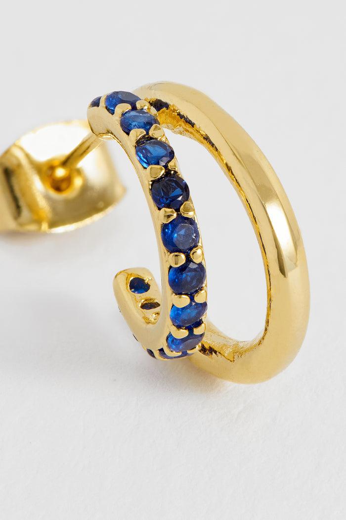 Estella Bartlett Pave Curl Hoops Gold Plated | Blue CZ