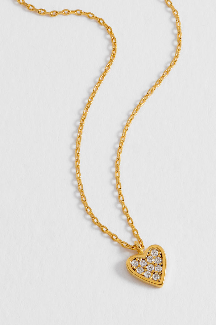 Estella Bartlett Pave Mini Heart Necklace Gold Plated Packaging Message: TREASURE ME
