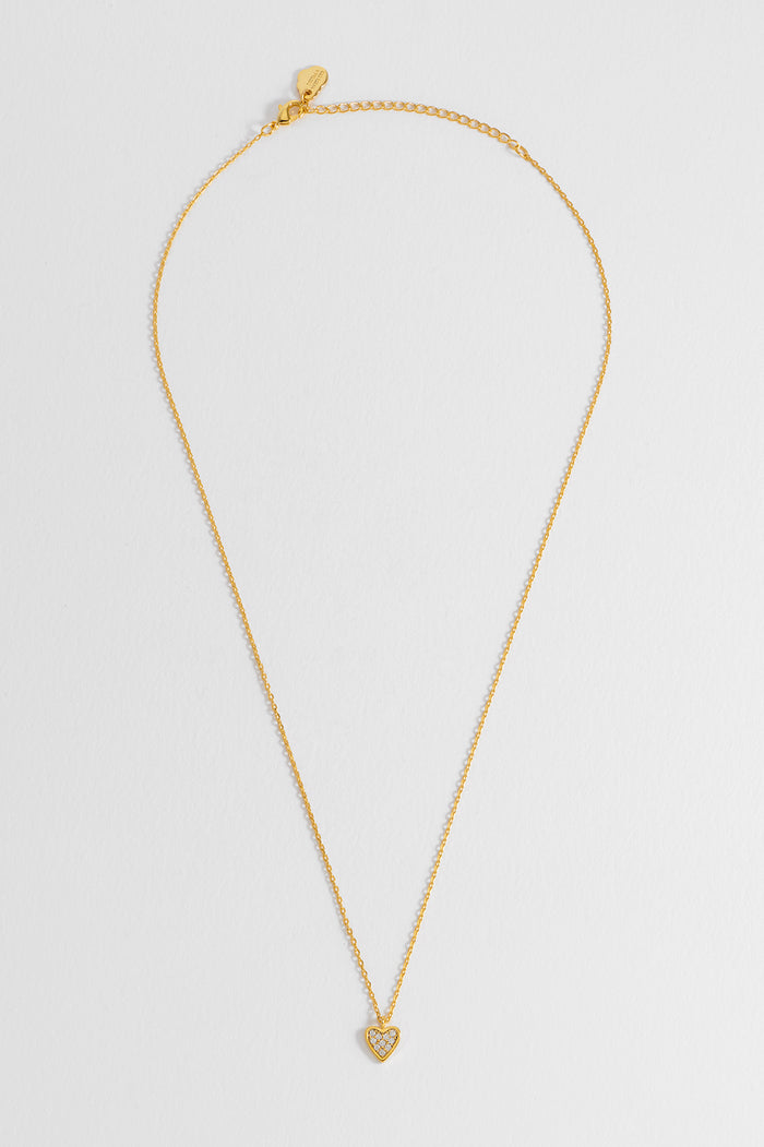 Estella Bartlett Pave Mini Heart Necklace Gold Plated Packaging Message: TREASURE ME