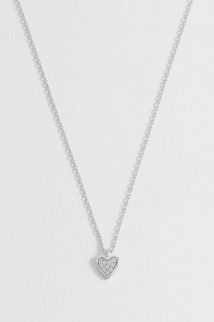 Estella Bartlett Pave Mini Heart Necklace Silver Plated Packaging Message: TREASURE ME