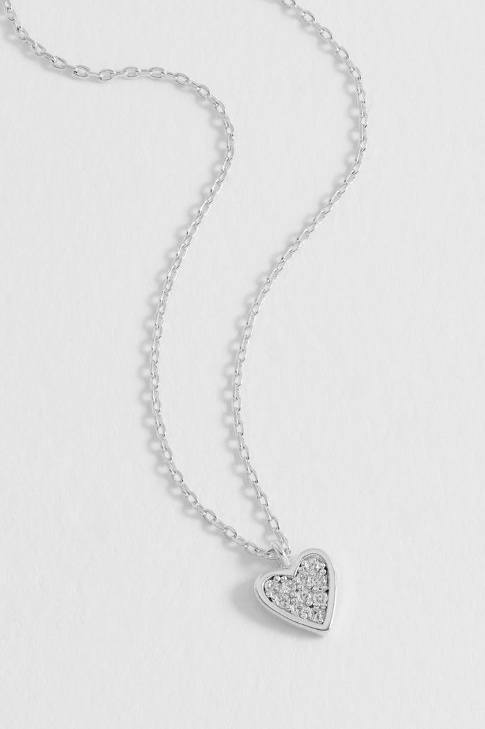 Estella Bartlett Pave Mini Heart Necklace Silver Plated Packaging Message: TREASURE ME
