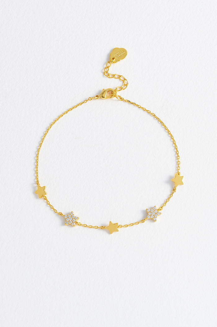 Estella Bartlett Pave Star Charm Bracelet Gold Plated Packaging Message: SHINE BRIGHT