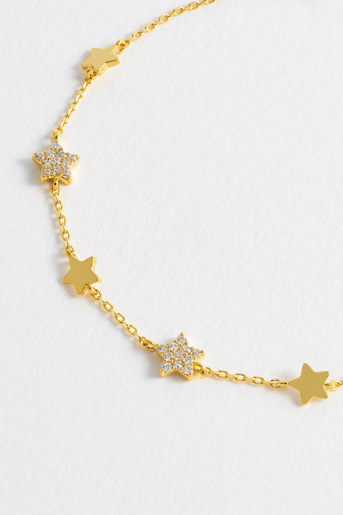 Estella Bartlett Pave Star Charm Bracelet Gold Plated Packaging Message: SHINE BRIGHT