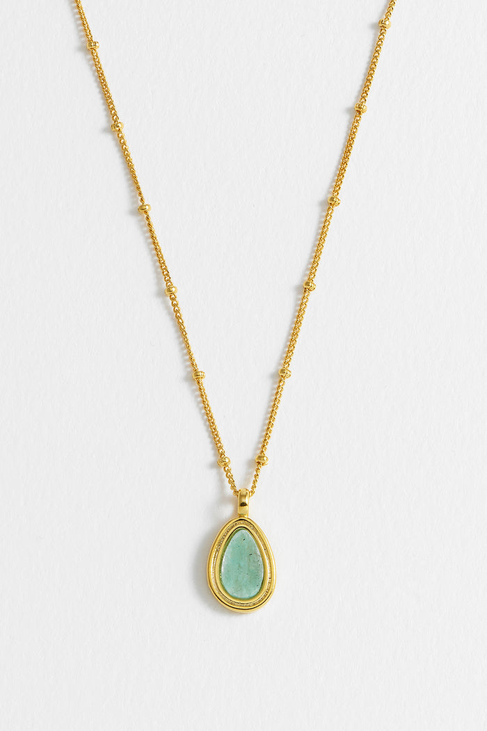 Estella Bartlett Pear Drop Pendant Gold Plated | Amazonite
