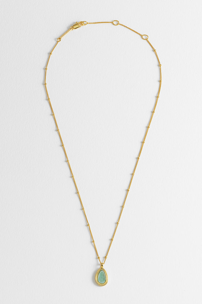 Estella Bartlett Pear Drop Pendant Gold Plated | Amazonite
