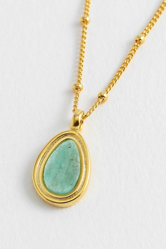 estella bartlett Pear Drop Pendant Gold Plated | Amazonite