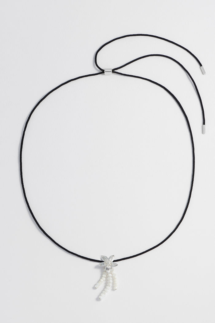 Estella Bartlett Pearl And Flower Cord Necklace Silver Plated | Pearl