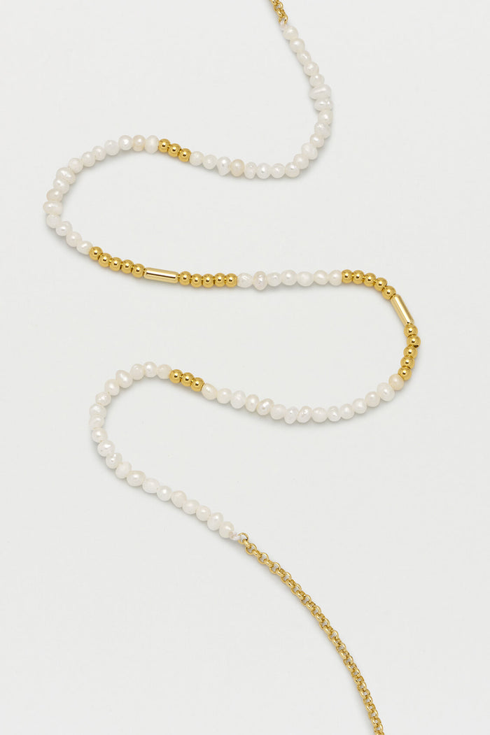 estella bartlett Pearl and Gold Beaded Necklace Gold Plated
