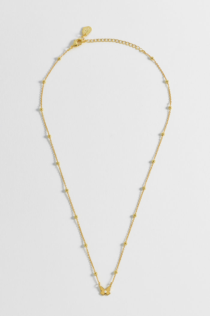 Estella Bartlett Pearl Butterfly Necklace Gold Plated | Pearl Packaging Message: Dreamer
